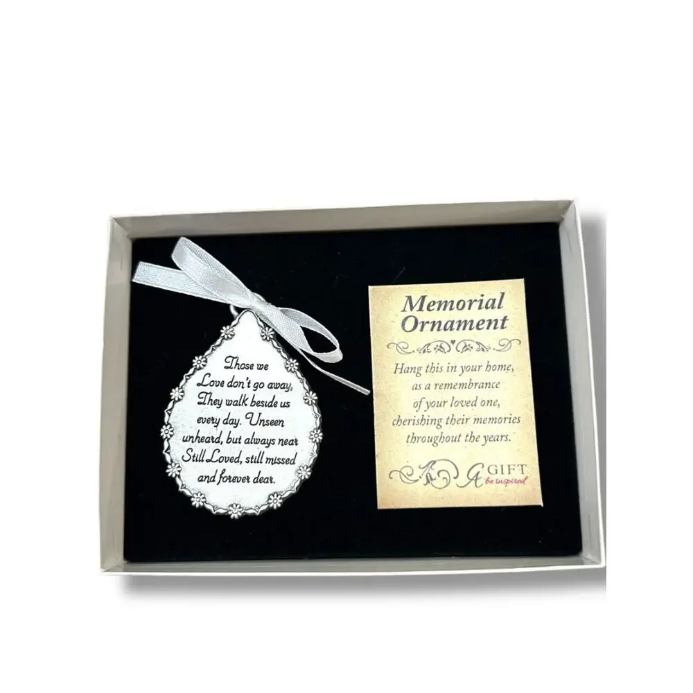 New Memorial Ornament Silvertone in Box 
